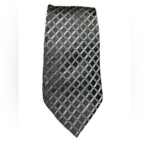 GEOFFREY BEENE 100% Silk Silver Gray Geometric Men's Tie Extra Long Men’s Woven